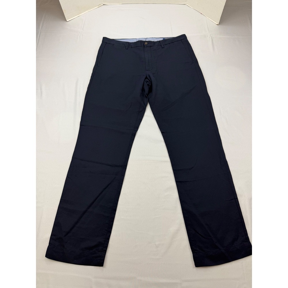 Polo Ralph Lauren Straight Fit Pants Mens 34x32 Navy Blue Linen Blend Chino